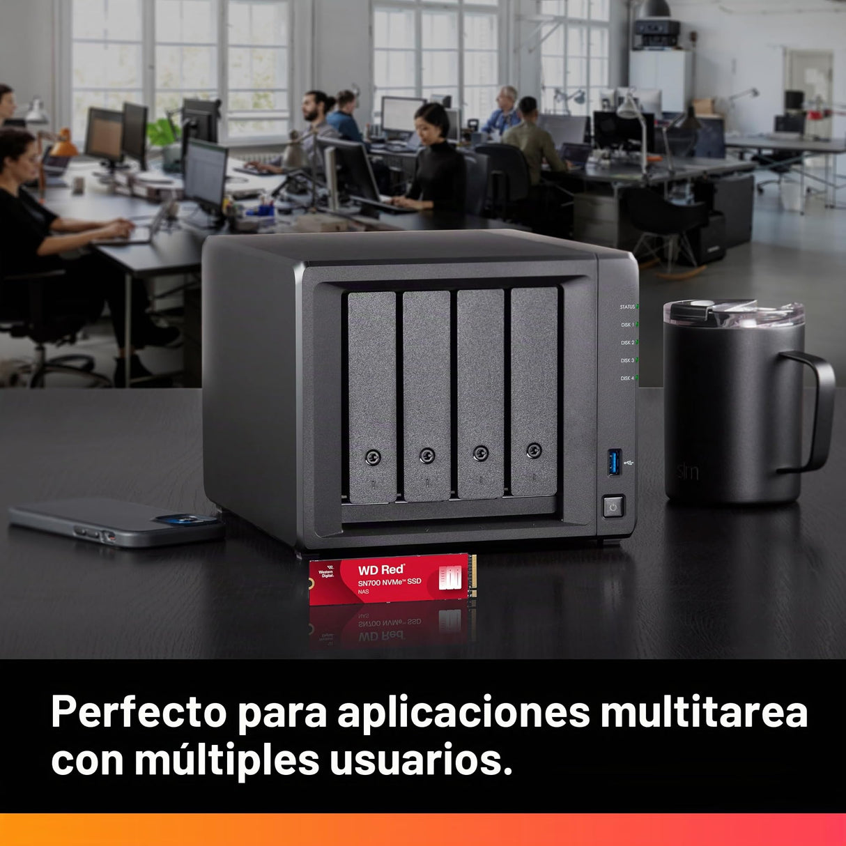 WD Red SN700 4 TB NVMe SSD para dispositivos NAS, con una sólida capacidad de respuesta del sistema y un excepcional rendimiento de E/S