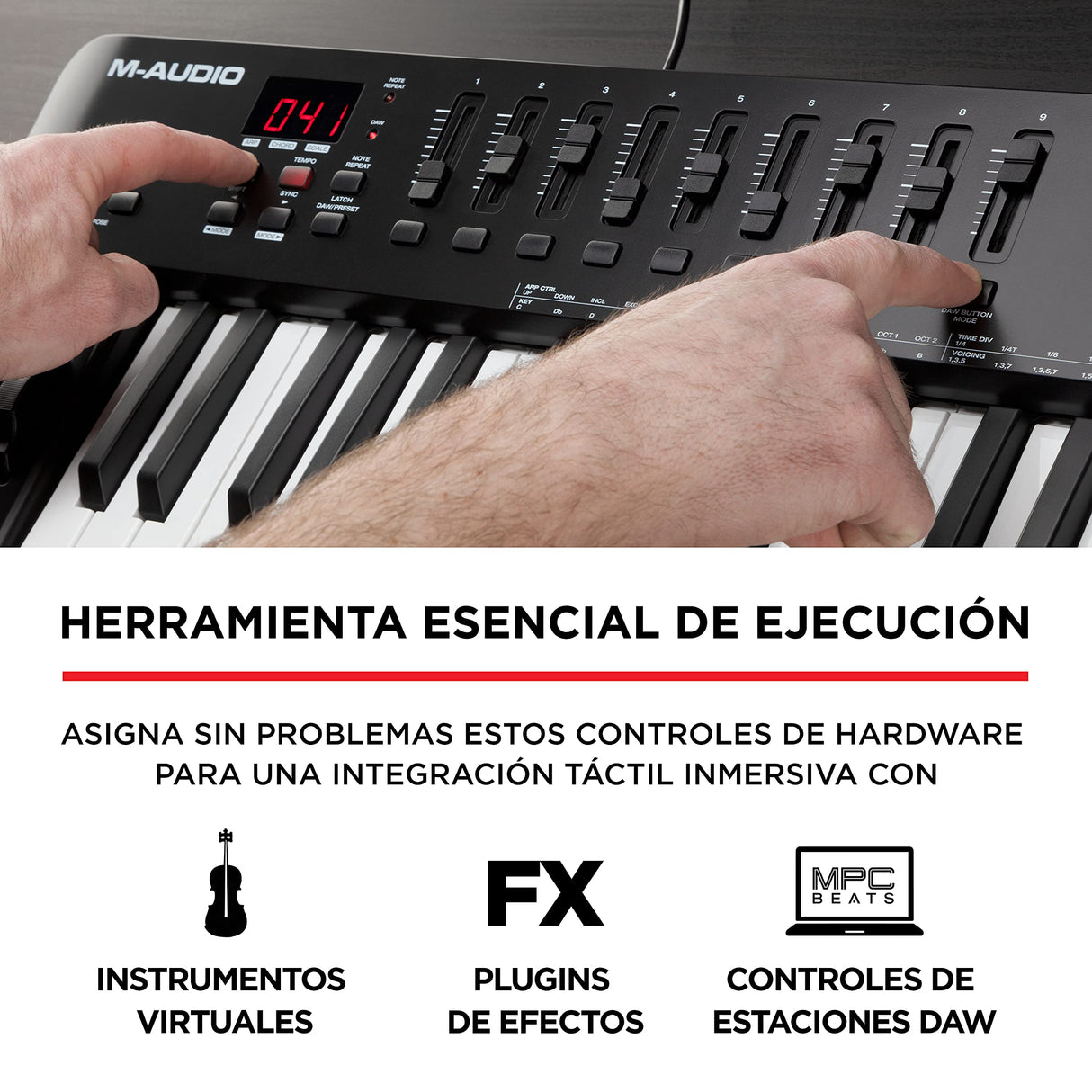 M-Audio Oxygen 49 (MKV) - teclado controlador MIDI USB con 49 teclas, beat pads, Smart Chord, modos de escala, arpegiador y pack de sonidos de Native Instruments (integración de NKS)