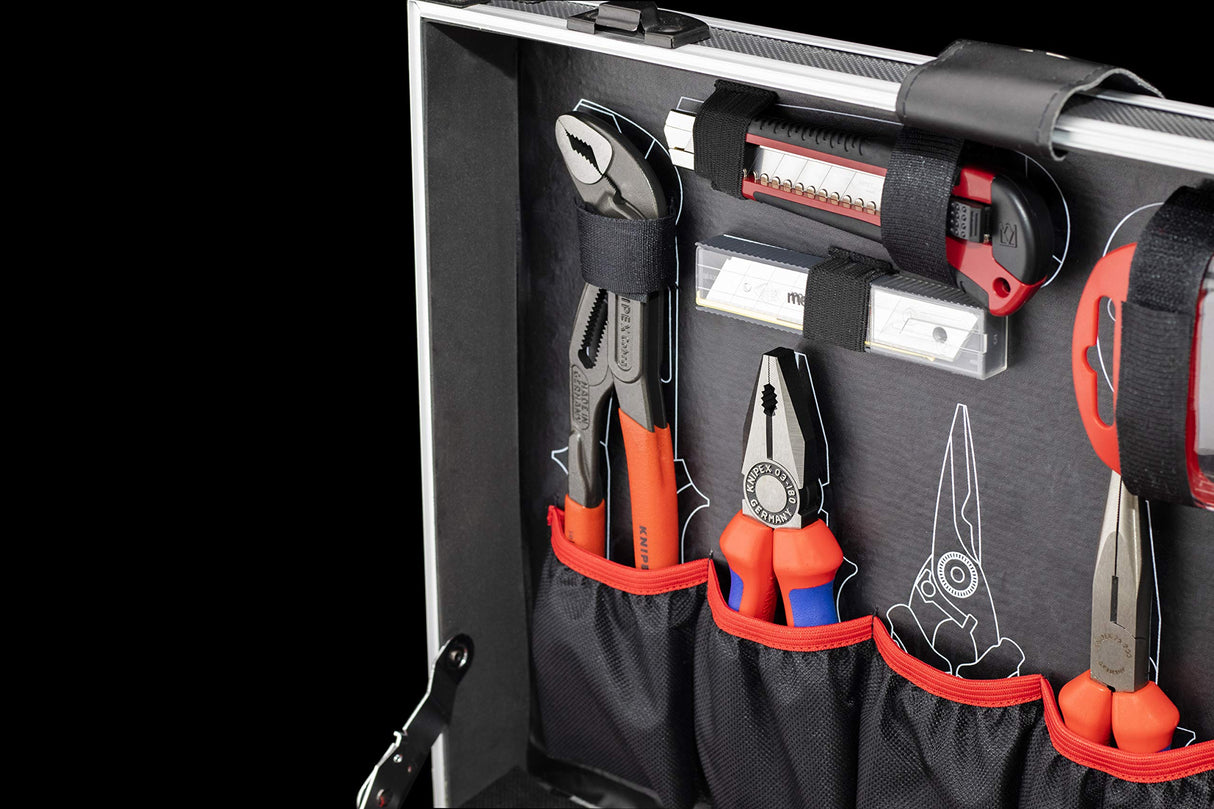 Meister 8973750 - Maletín de herramientas de 131 piezas con herramientas de calidad de Knipex y Wera - Maletín de aluminio estable/Maletín de herramientas profesional con herramientas