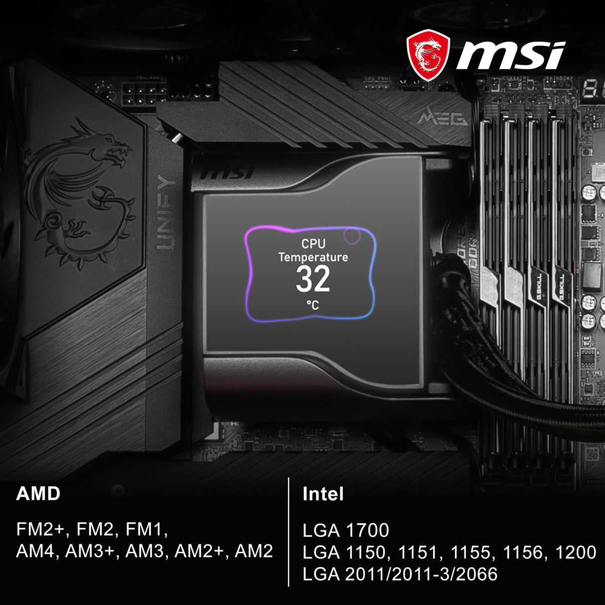 MSI MEG CORELIQUID S280 Refrigeración Líquida AIO CPU - Pantalla IPS 2,4", Bomba Asetek 7ma Gen, Fan VRM, 2 Fans Silent Gale P14, Tubos Anti-Evaporación, MSI Center Personalizable - Admite AMD e Intel