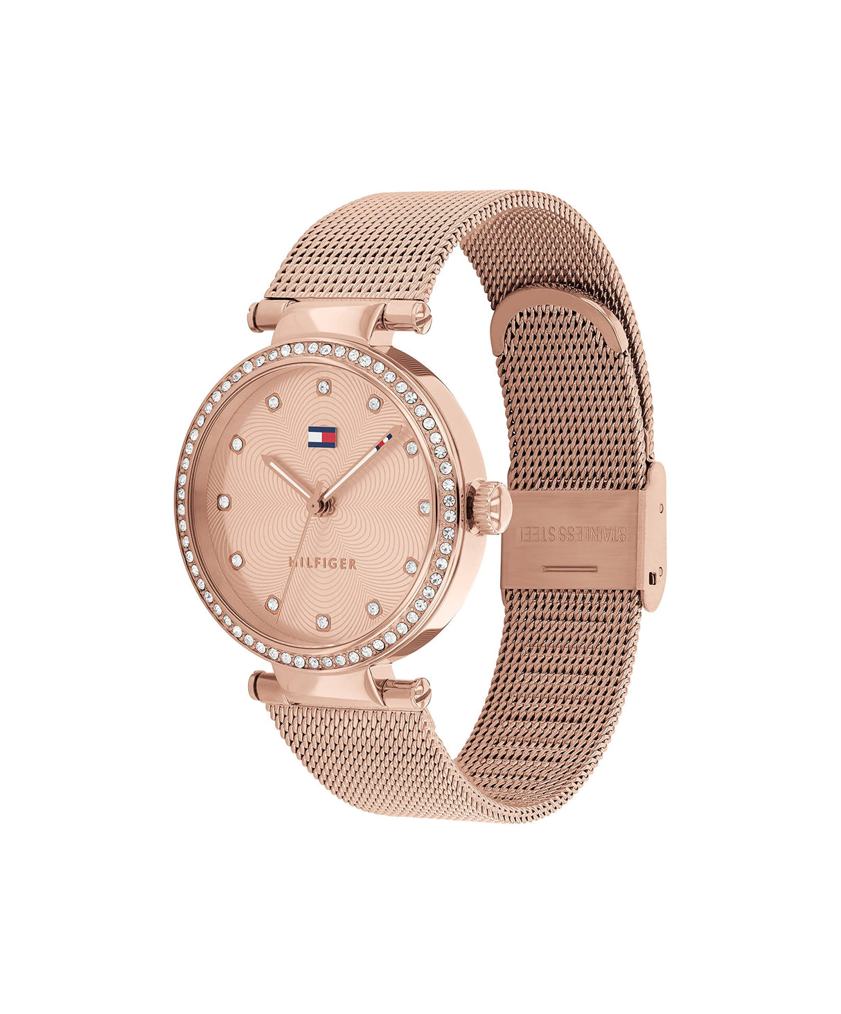 Tommy Hilfiger Reloj Analógico de Cuarzo para Mujer con Correa de Malla de Acero Inoxidable de Oro Rosa - 1782508