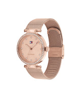 Tommy Hilfiger Reloj Analógico de Cuarzo para Mujer con Correa de Malla de Acero Inoxidable de Oro Rosa - 1782508