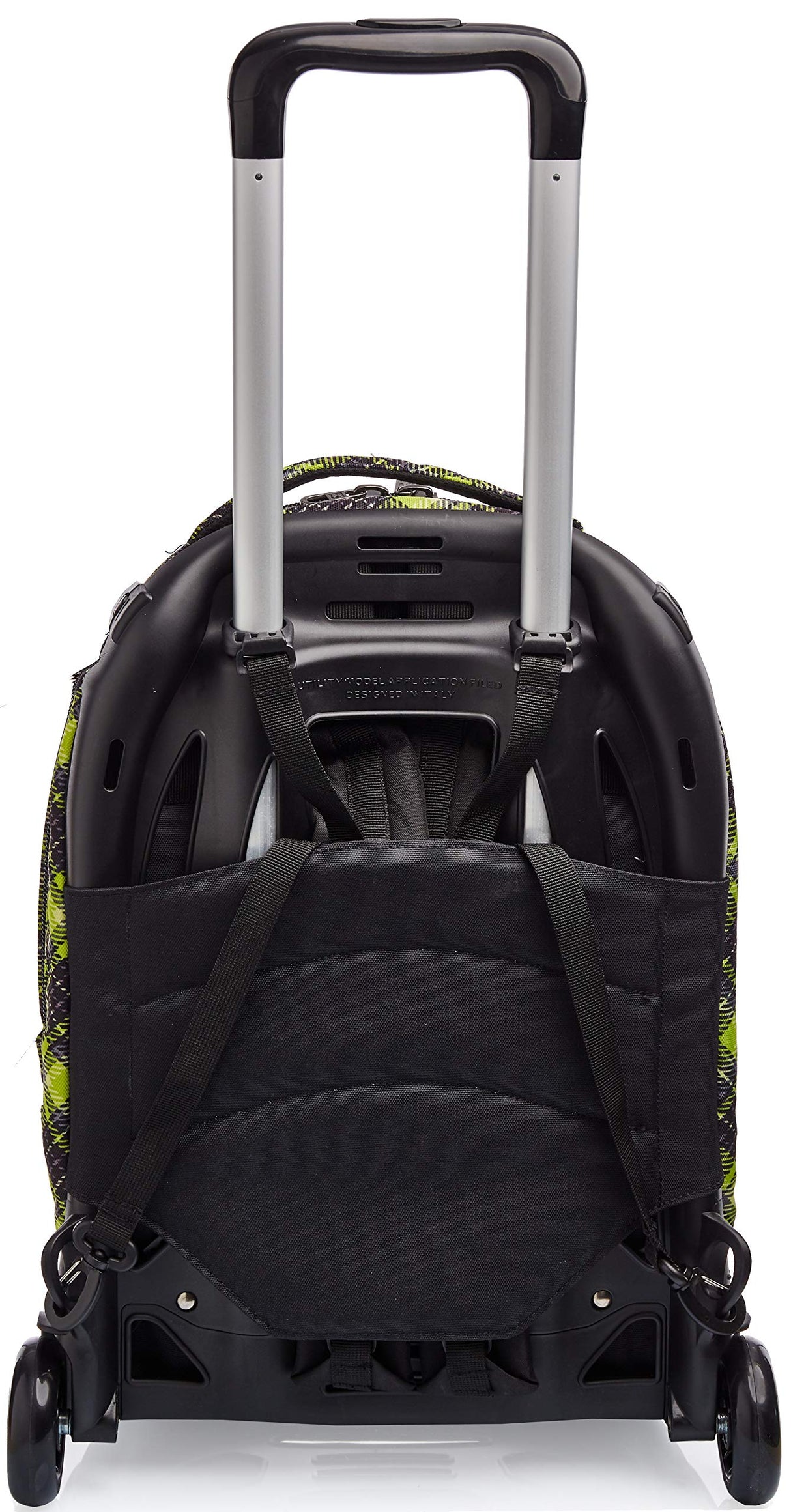 Seven Mochila con ruedas, NEW Tech TARTAN Bolsa con ruedas para libros, 3 en 1, Mochila Desmontable+Trolley, para chicos&chicas Para la escuela, Deporte, Tiempo libre, Funda para portátil, verde