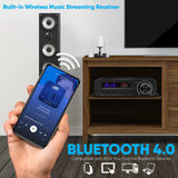 Pyle USA - PFA560BT - Wireless Bluetooth Home Audio Amplifier - 100W 5.1 Canal Home Theater Power Stereo Receptor, Sonido Envolvente w/HDMI, AUX, Antena FM, Entrada de Altavoz de subwoofer, Adaptador
