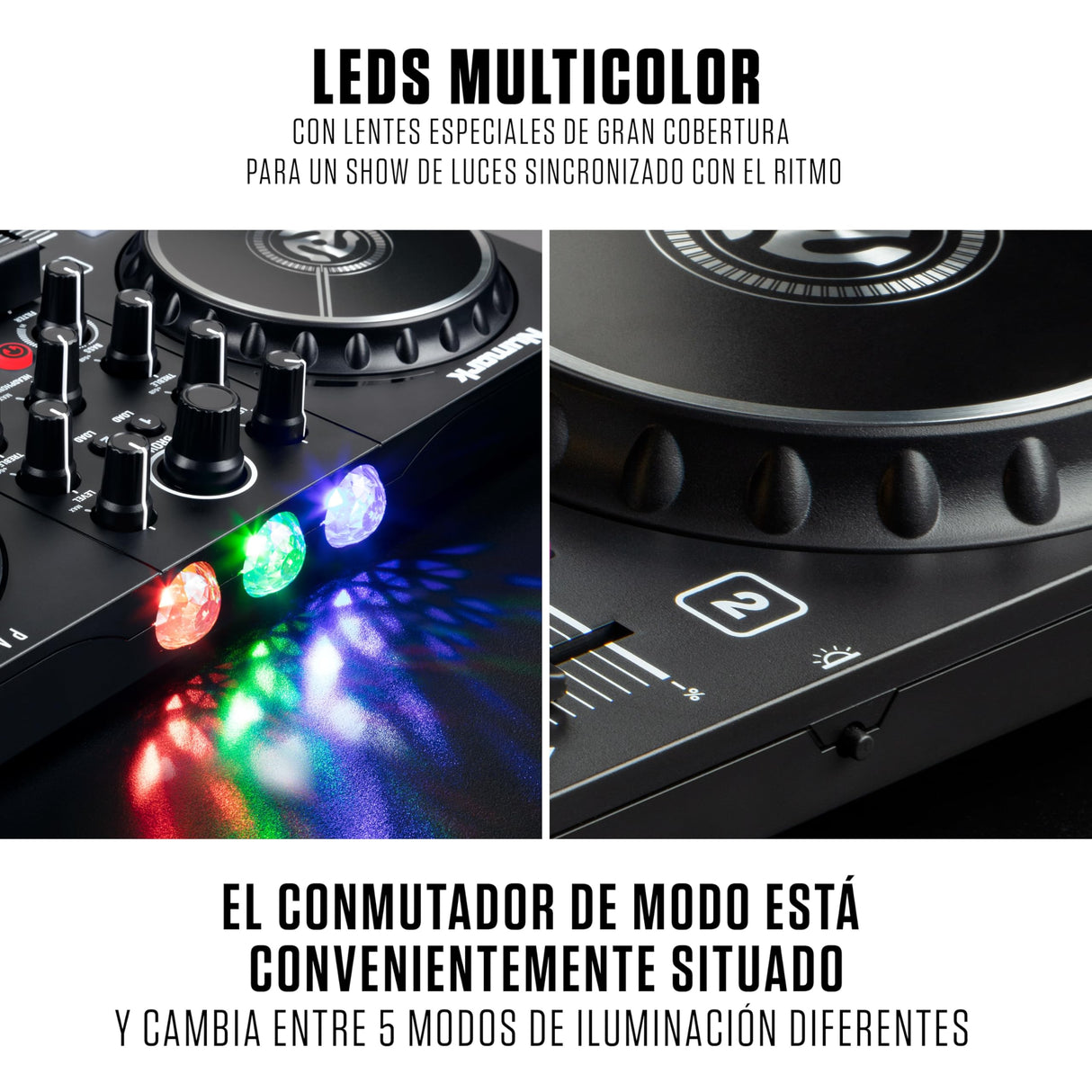 Numark Party Mix II Controladora DJ, Mesa de Mezclas Con Luces Integradas, Mezclador DJ e Interfaz Audio, Con Serato DJ Lite