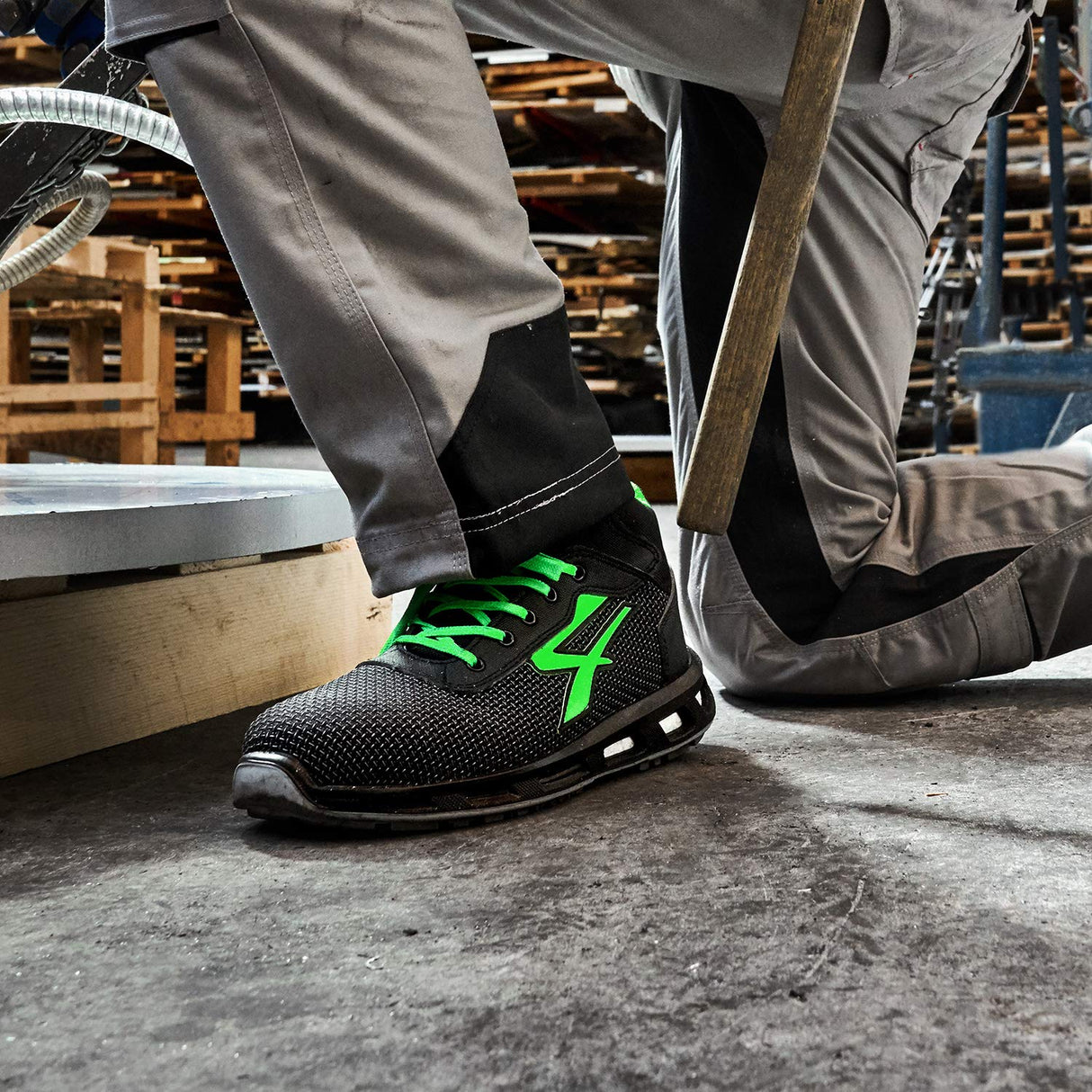 U-Power Red Lion Strong, zapatos de seguridad unisex, ligeros, flexibles, de cuero antipinchazos, con inserto Infinergy, con puntera de aluminio - Green Vert 44