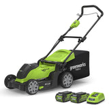 Greenworks G40LM41K2X Cortacésped de Batería para Céspedes de Hasta 500 m², Ancho de Corte 41 cm, Bolsa de 50L MÁS Dos Baterías de 40V 2Ah y Un Cargador, Garantía de 3 Años