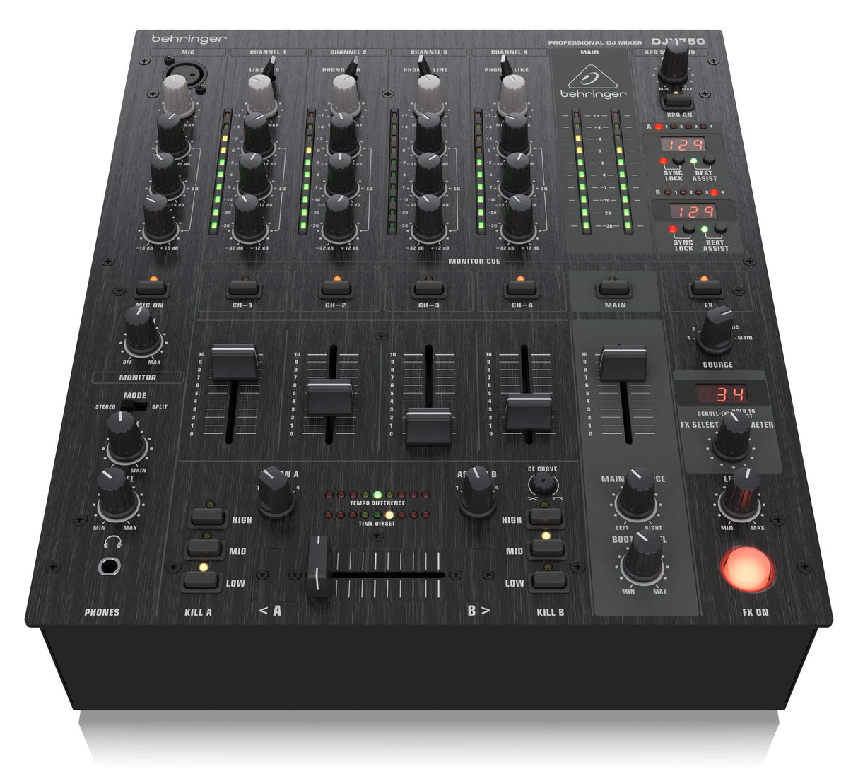 Behringer PRO MIXER DJX750 Mezclador de DJ profesional de 5 canales con efectos digitales avanzados y contador de BPM