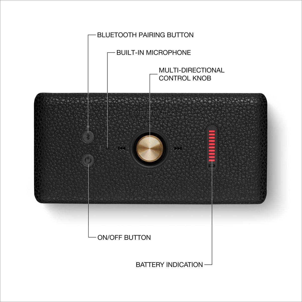 Marshall Emberton III Altavoces Bluetooth portátiles, inalámbricos, Emparejables, IP67 Resistentes al Polvo y al Agua, más de 32 Horas de Tiempo de reproducción - Negro y latón