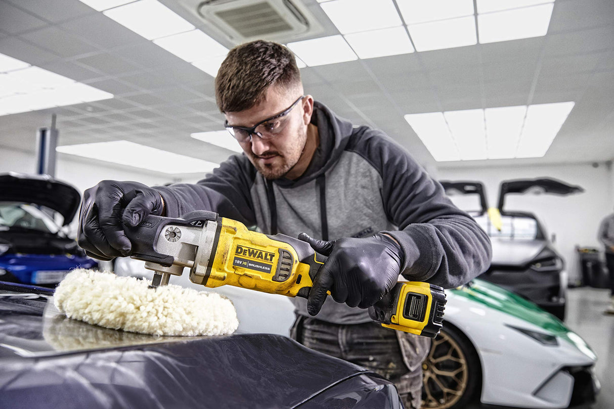DEWALT DCM849P2 - QW - Pulidora para Metal sin escobillas XR 18V 180mm Rotativa con 2 baterías Li - Ion 5Ah con maletín TSTAK II, 90 W, 18 V, Amarillo