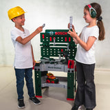 Theo Klein 8485 Banco de trabajo N.º 1 de Bosch I 150 piezas I Incluye destornillador eléctrico, set de construcción, máquina amoladora y mucho más I Medidas: 62 cm x 42 cm x 100 cm