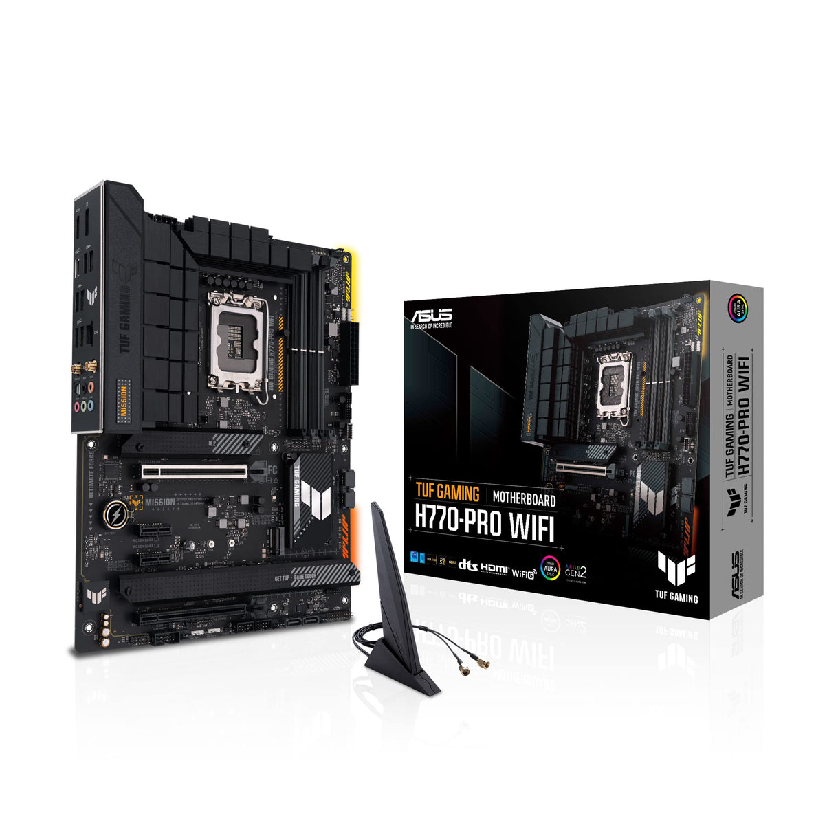 Asus TUF Gaming H770-PRO WiFi - Placa Base ATX Intel H770 (LGA 1700, DDR5, PCIe 5.0, Cuatro PCIe 4.0 M.2, 14+1 DrMOS, Intel 2.5Gb Ethernet, DisplayPort, HDMI, USB 3.2 Gen 1 Type-C Frontal, Aura Sync)