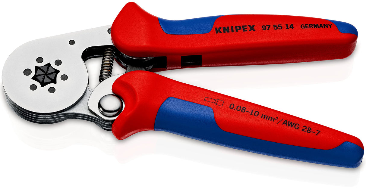 Knipex Alicate autoajustable para crimpar punteras huecas de acceso lateral cromado, con fundas multicomponentes 180 mm (cartulina autoservicio/blíster) 97 55 14 SB