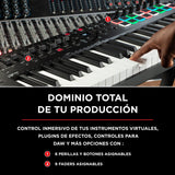 M-Audio Oxygen Pro 49 - teclado controlador MIDI USB con 49 teclas, beat pads, perillas asignables de MIDI, botones y faders, más pack de sonidos de Native Instruments (integración de NKS)