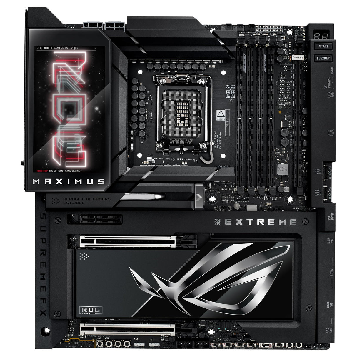 ASUS ROG Maximus Z890 Extreme - Placa Base E-ATX, 24+2+1+2 etapas de Potencia, DDR5, PCIe 5.0 Compatible con GPU de última generación, Seis Ranuras M.2, WiFi 7, Puertos Thunderbolt 5