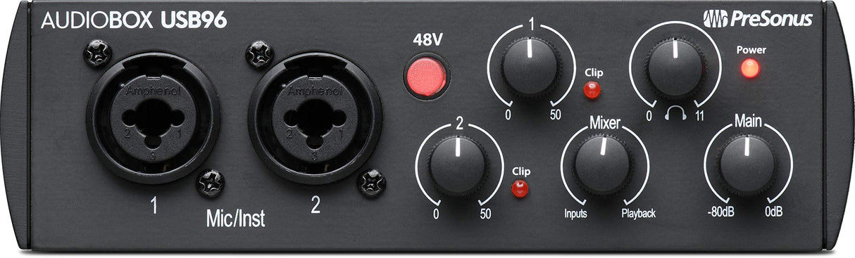 PreSonus AudioBox 96 - Interfaz de Audio USB, Para Grabación, Difusión, Podcasting con Paquete de Software incluido Studio One Artist, Ableton Live Lite DAW, Edición del 25º Aniversario