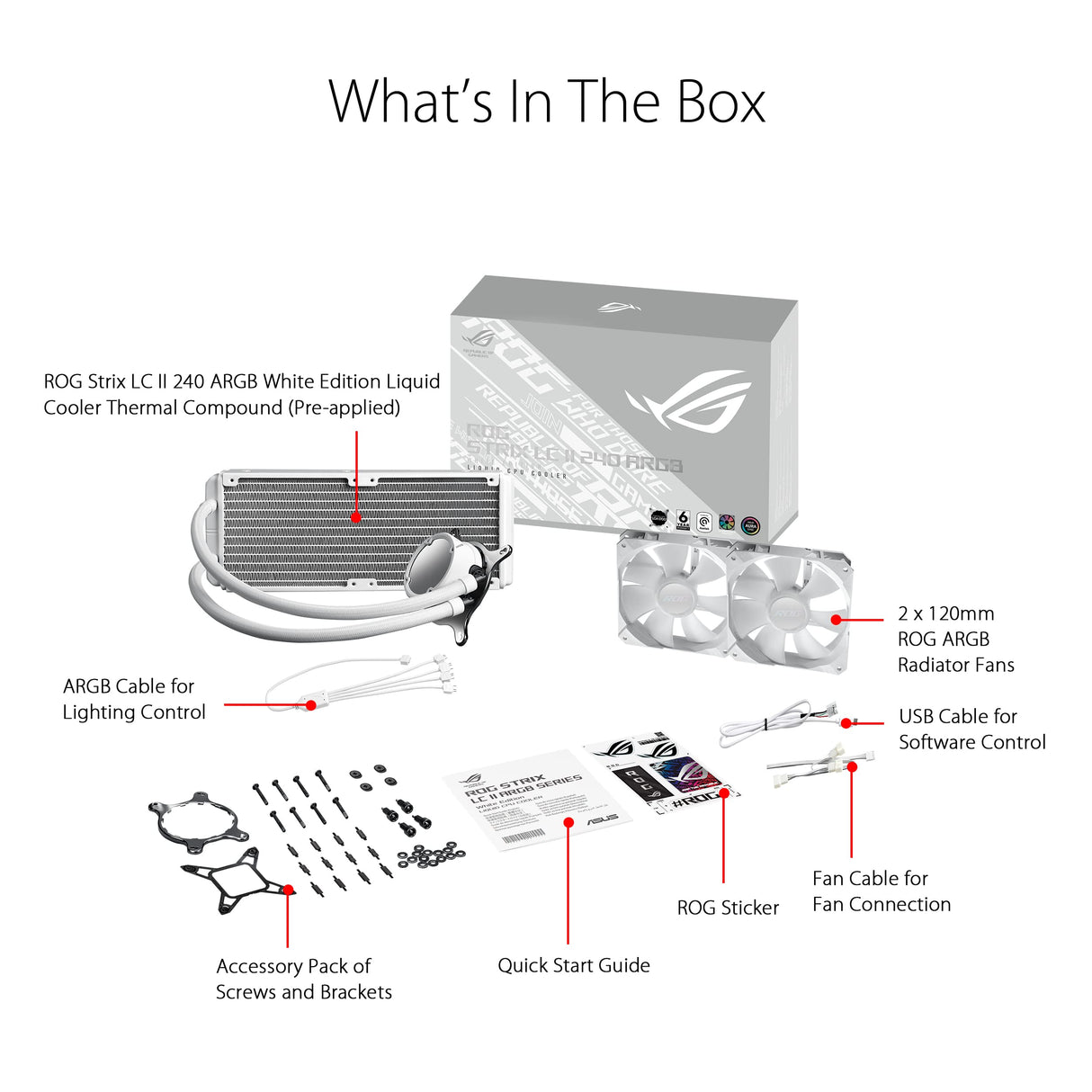 ASUS ROG Strix LC 240 ARGB - Cooler CPU Todo en uno con Aura Sync, Soporte Intel LGA 1700/1200/1150/1151/1152/1155/1156/2011/2011-3/2066 y AMD AM4/TR4, Dos Ventiladores RGB direccionables ROG 120 mm