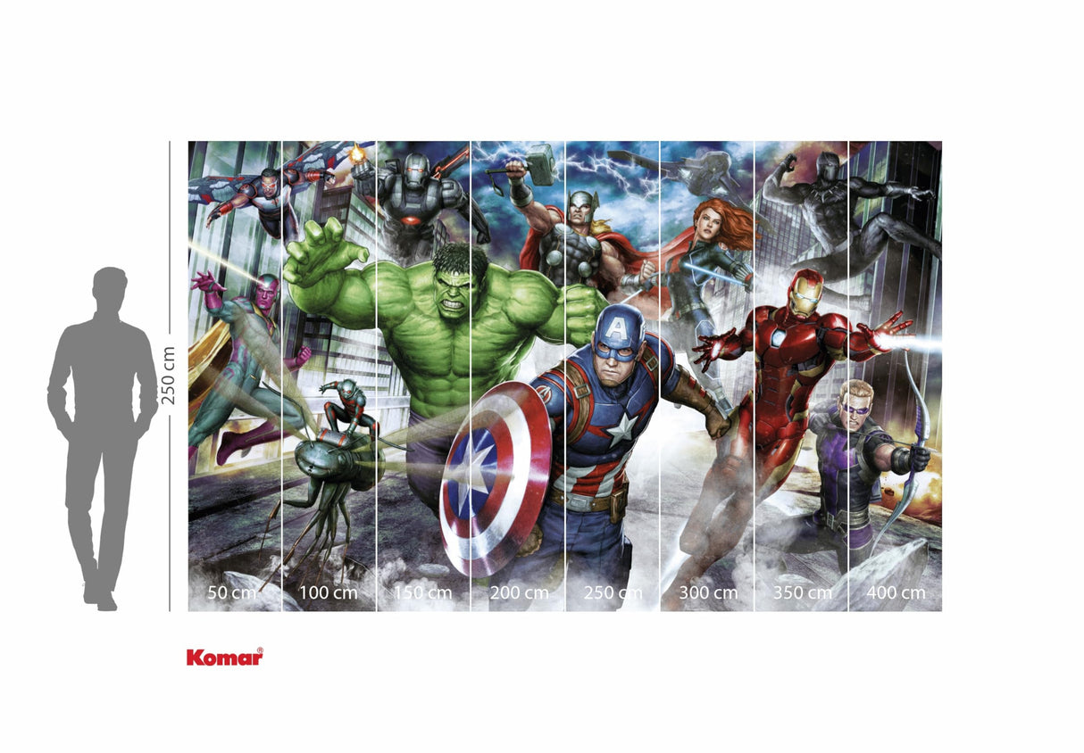 Komar WTD - Papel pintado fotográfico (400 x 250 cm), diseño de Los Vengadores de Marvel