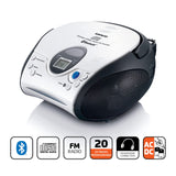 Lenco SCD-24 Blanco/Negro, Radio FM portátil con Reproductor de CD, Conector para Auriculares, Cable, Pilas, Ideal para Llevar, fácil de Usar