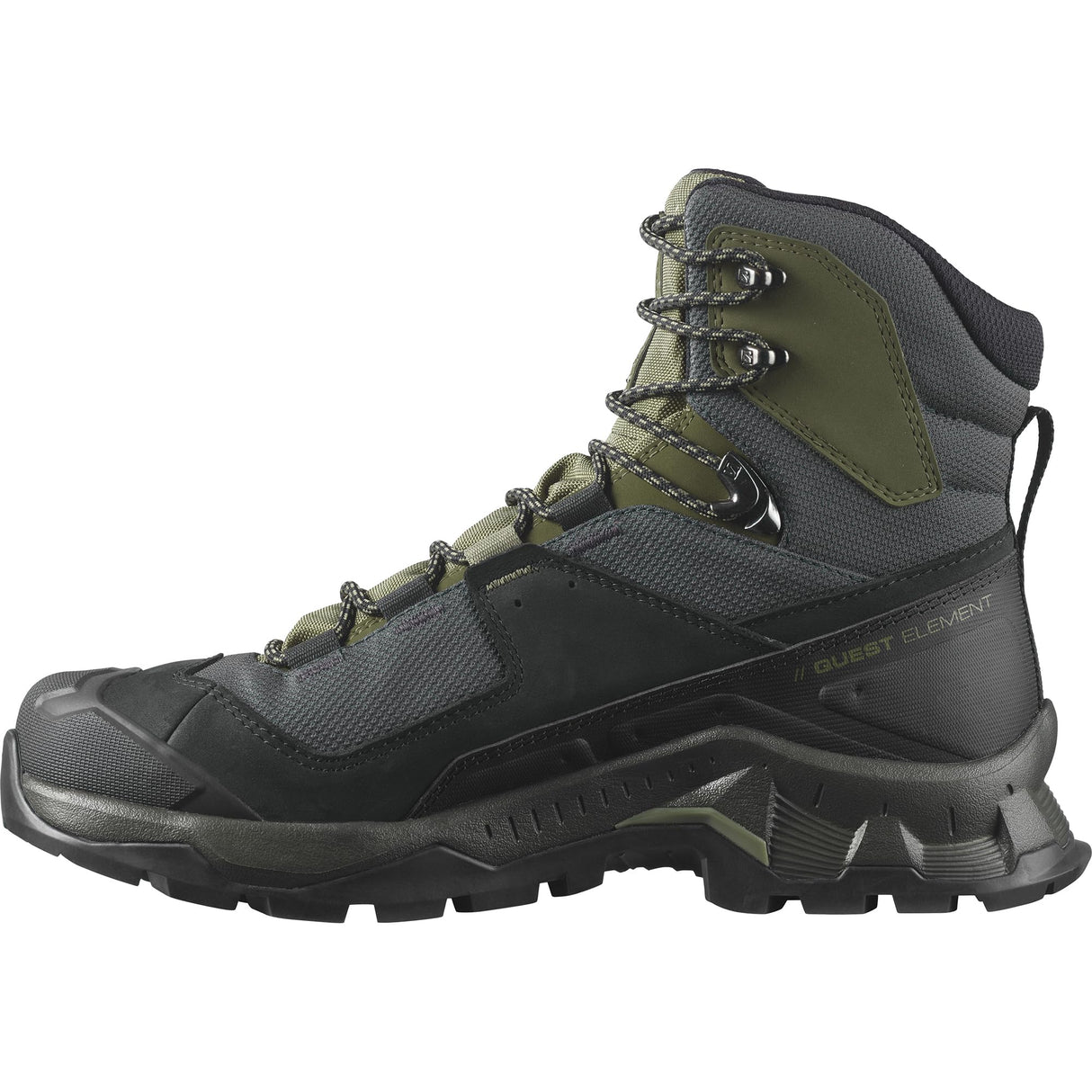 Salomon Quest Element Gore-Tex Botas de Senderismo de Piel para Hombre, Impermeable, Agarre Máximo, Zapatos Trekking, Black, 44 2/3