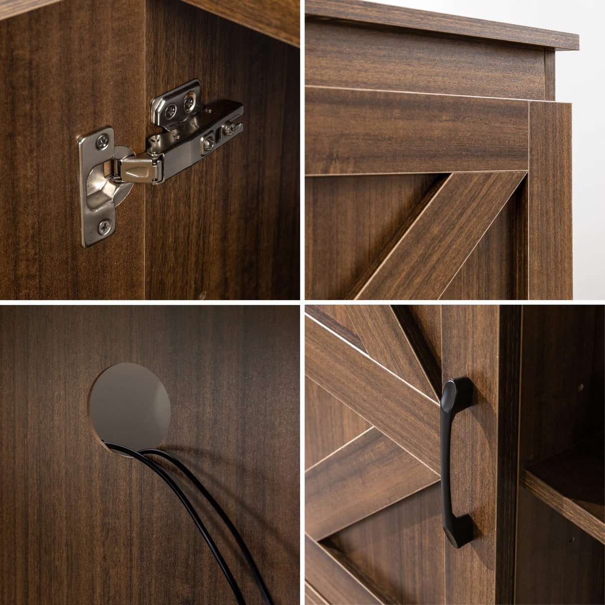 Zinus Wade Mueble TV - Mueble TV 147x67x40 cm - Mueble con armario - Diseño estilo granja - Marrón