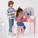 WOOMAX Teamson Kids - Tocador Infantil para niñas Arco Iris con Taburete y Espejo, Juguetes de Madera, Maquillaje para niñas (85397)