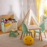 B. Spaces by Battat - Juego de Muebles Infantiles - 1 Mesa y 2 Sillas Infantiles con Patas de Madera Natural (Marfil y Madera Natural)