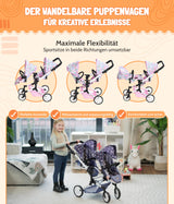 Bayer Chic 2000 - Cochecito para muñecas Linus Duo para niños de 4 a 8 años, Flores, Rosa 690-53