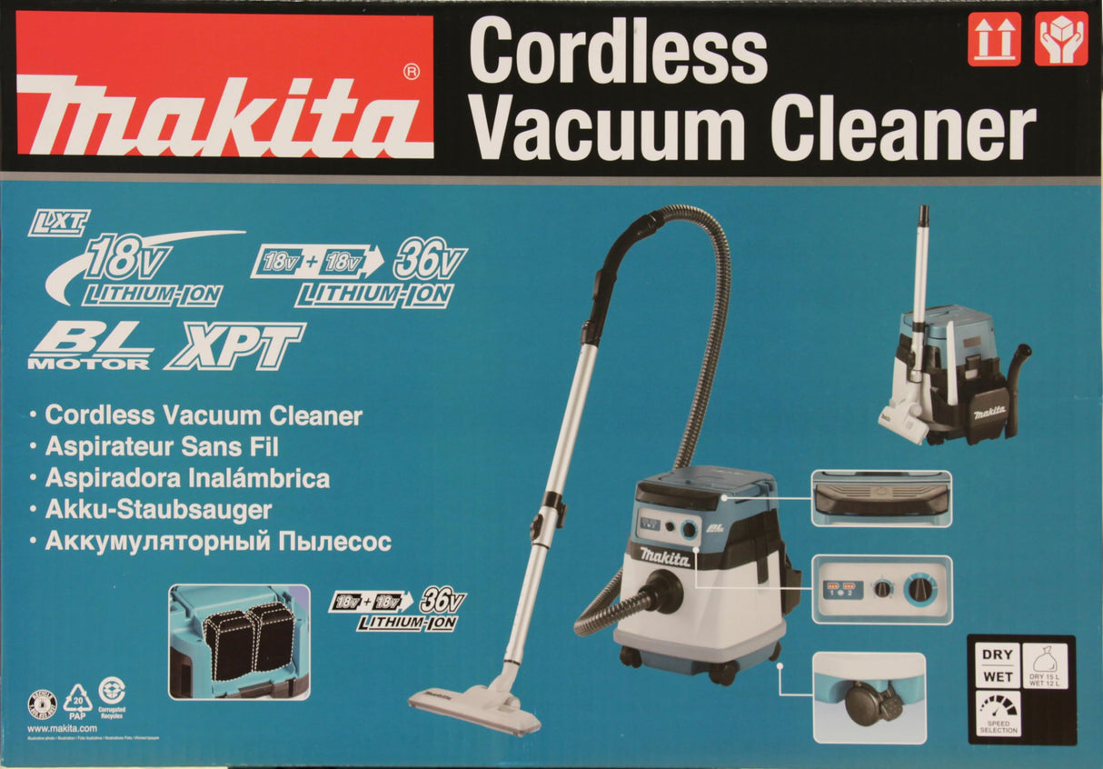 Makita DVC155LZX2 Aspirador BL 18Vx2 LXT 15L seco/húmedo