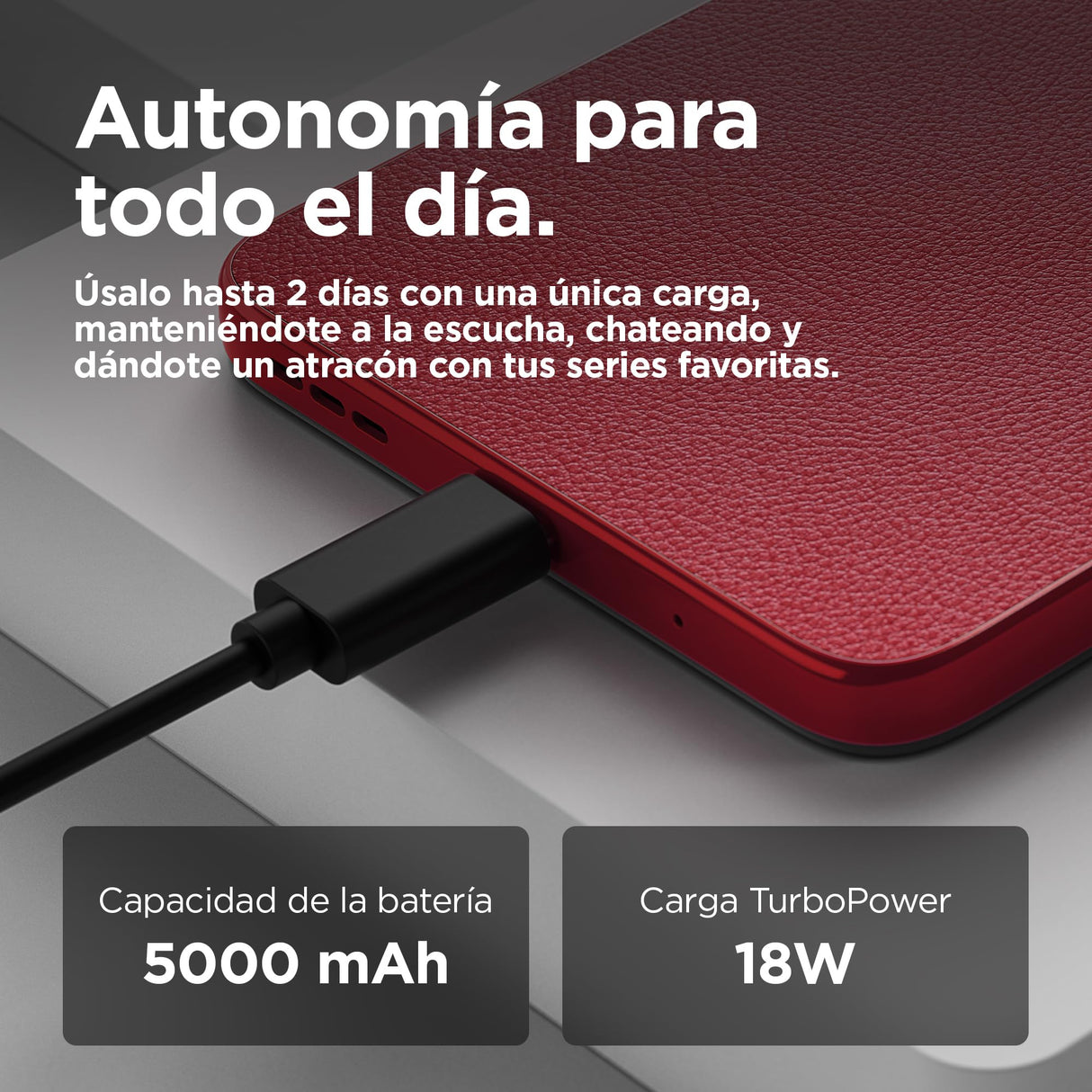 Moto g05 12GB (4G+8GB RAM Boost)/256GB Rojo, España, Pantalla superbrillante de 6.67", Sistema de cámaras de 50 MP, Modo Retrato con IA, Textura Soft Luxe, Corning Gorilla Glass 3, batería 5200 mAh,