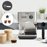 Breville Máquina de expresso Bijou Barista | Expreso automático y manual, Cafetera capuchino y café con leche | Bomba de 15 bares | Vara de vapor | Plateada [VCF149X]