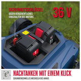 Güde Cortacésped con batería RM 36-402-30.37 (36 V (2 x 18 V) sin escobillas, corte de 370 mm, altura de corte de 6 niveles, saco de recolección de hierba de 35 l, cuña para mantillo, incluye 2