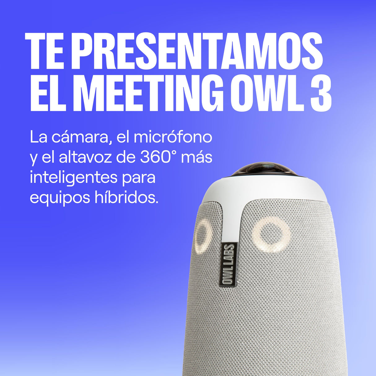 Owl Labs Meeting 3: cámara de videoconferencia Inteligente de 360 y 1080p HD, Micro y Altavoz (Vista orador Activo Zoom Inteligente y Ecualizador Ruido), Gris