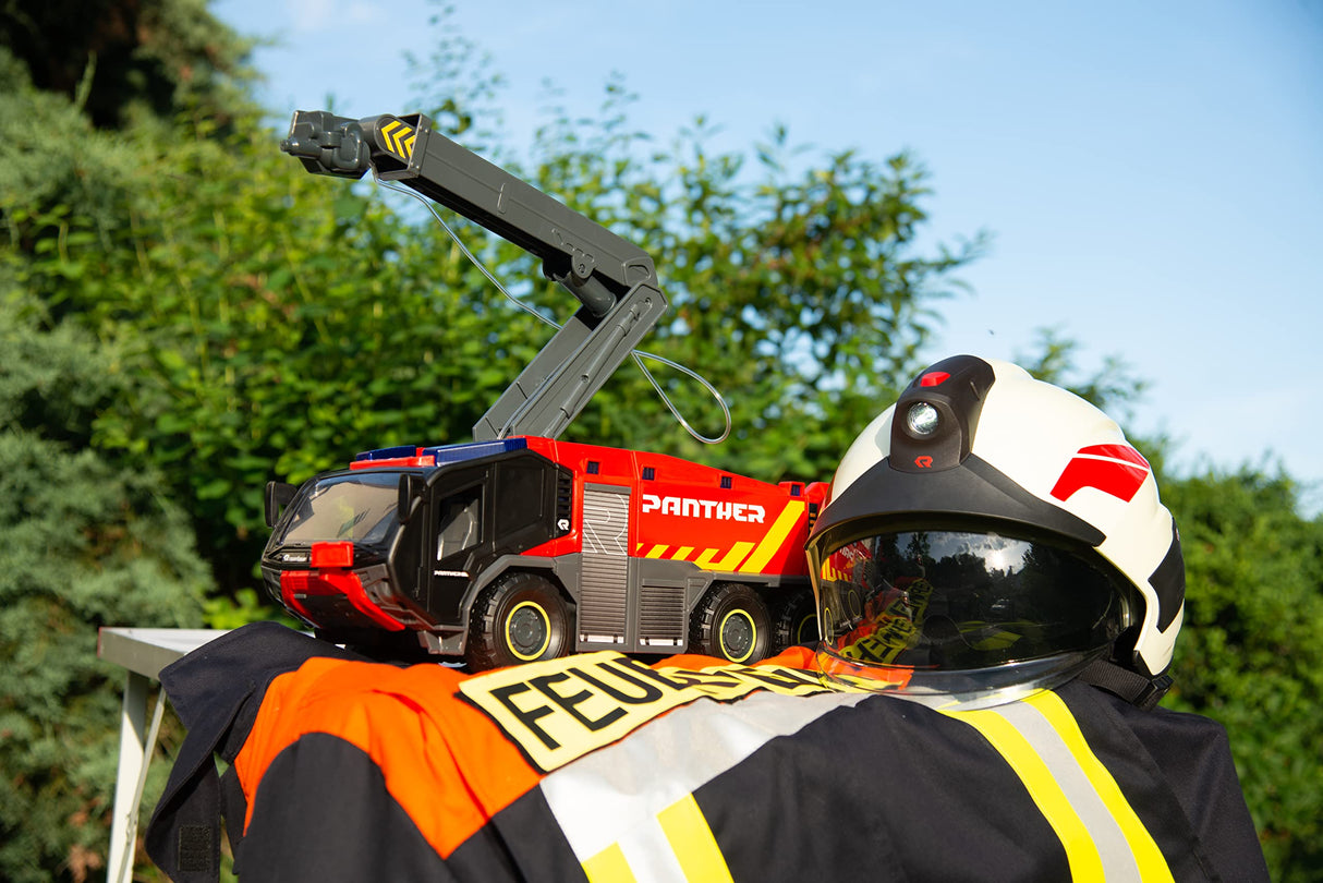 Dickie Toys Coche de bomberos teledirigido con control remoto de 4 canales, Panther 6 x 6, diseño de rosas, camión de bomberos teledirigido, brazo extensible, luz y sonido
