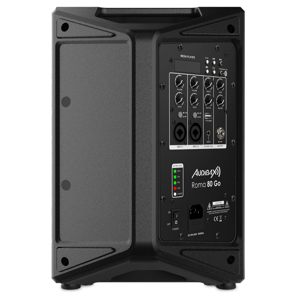 Audibax Roma 80 Go Sistema PA Portátil Bluetooth con Batería Recargable 6.5" 80W