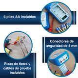 PeakTech 2700 - Probador Digital con Pantalla LCD Doble y 2 Varillas, Resistencia a Tierra, Ac/Dc, Tuv/Gs, Retención de Datos, Desconexión Automática, Puesta a Cero Automática - Cat III 1000 V