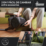Hoover HP1 Aspiradora Compacta Potente para Suelos Duros, Delicados y Alfombras, Boquillas para Parquet y Mascotas, Filtro de Polvo EPA, Capacidad 2L, Accesorios Integrados, Radio de 8,2m [HP120PET]