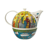 Goebel Pop Art 26-102-68-1 My New York City Sunset des Artists James Rizzi - Tetera con calientaplatos (1,2 L, 24,5 x 19 x 16 cm)