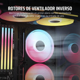 CORSAIR iCUE Link LX120-R RGB 120mm Ventilador Inverso PWM – Kit de Triple Ventilador – Bajo Nivel de Ruido, Cojinete de Cúpula Magnética, Lazos de Luz Duales, Tornillos QuikTurn™, Cero RPM – Negro