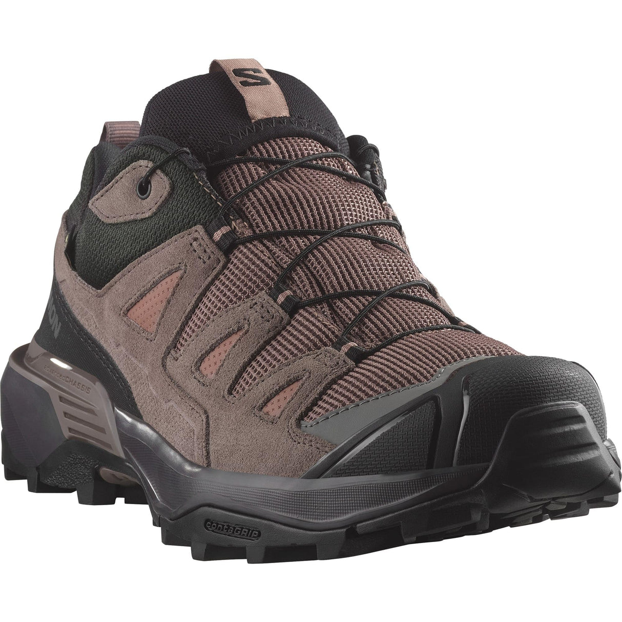 Salomon X ULTRA 360 LEATHER GORE-TEX, Zapatos de senderismo para Mujer, Cognac Peppercorn Black, 40 EU