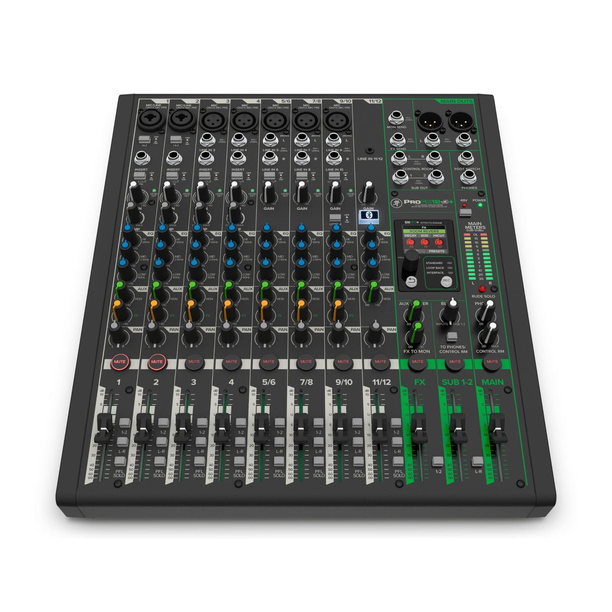MACKIE ProFX12v3+ Mezclador Analógico de 12 Canales con Efectos Mejorados, Modos de Grabación USB y Bluetooth Negro