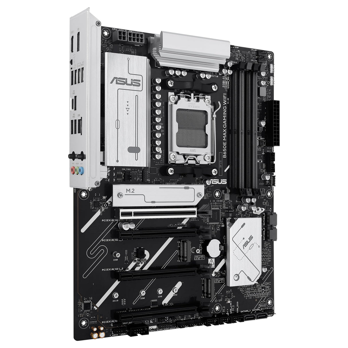 ASUS B650E MAX Gaming WiFi - Placa Base AMD B650 ATX, DDR5, PCIe 5.0, Tres Ranuras M.2, Wi-Fi 6E, Realtek 2.5Gb Ethernet, DisplayPort, HDMI, USB 10 Gbps Tipo-A y Tipo-C, BIOS Flashback, Aura Sync