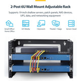 StarTech.com Rack 6U de 2 Columnas de Montaje en Pared - Rack de Servidores de 19in - Profundidad Ajustable - 40kg