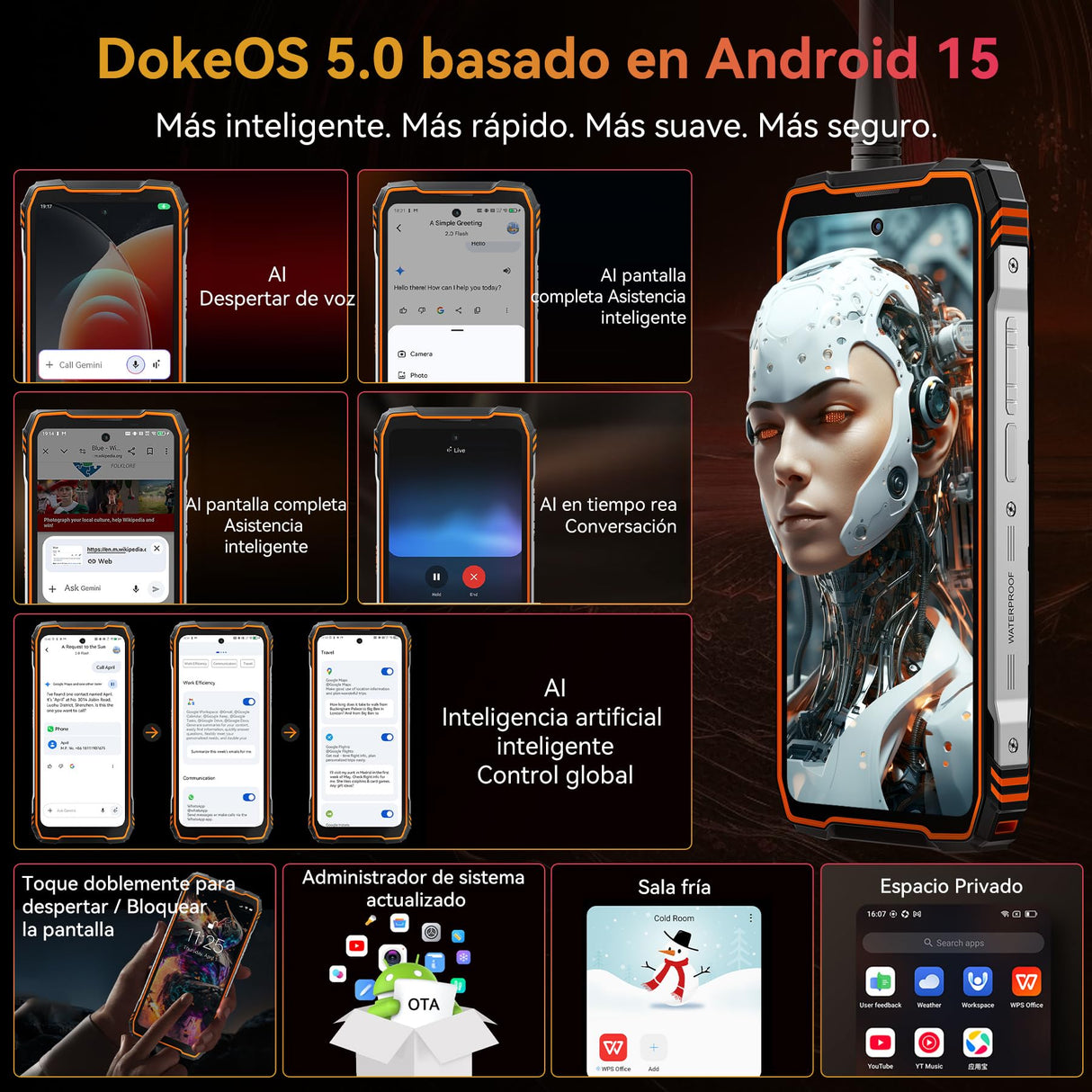 Blackview XPLORE 1 WT Movil Irrompible 5G, 20000mAh Movil Indestructible, 48GB+512GB, 6,78" FHD+ & 2,01" 120Hz Android 15 IP69K, 64MP+50MP+20MP, NFC/OTG/GPS/AI