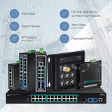 TRENDnet, TI-PG541i, Switch DIN-Rail administrado de Capa 2 PoE+ Gigabit Industrial Reforzado de 6 Puertos, 4 Puertos Gigabit PoE+ 802.3at, 1 Puerto Gigabit, 1 Ranura SFP Gigabit, Consumo de 120 W