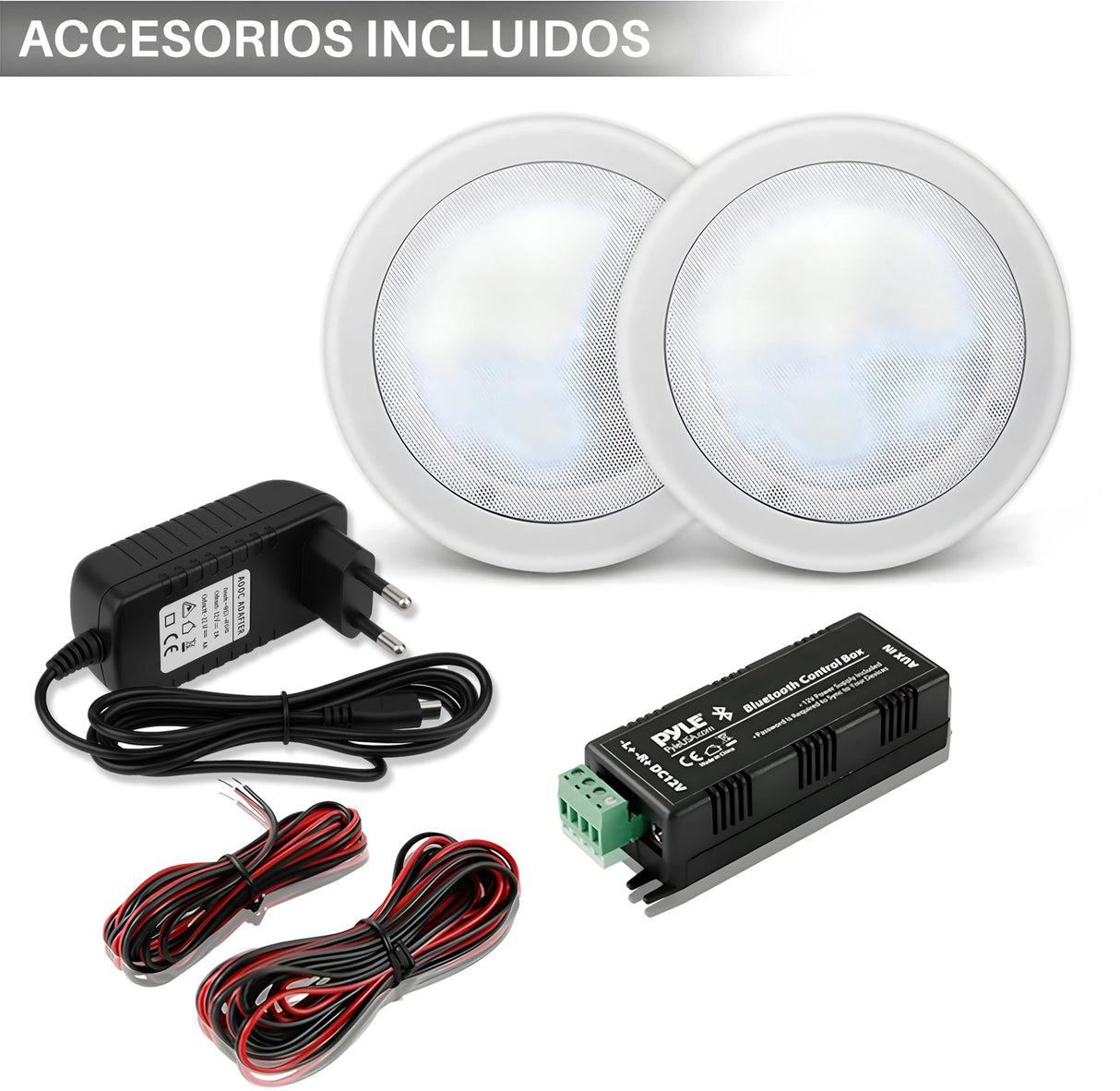 Pyle Altavoces empotrables, Bluetooth, Pared, Techo, 6.5”, 150W, Dos vias, Estereo, Estereo, Rejilla Redonda/Cuadrada Intercambiables