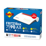 AVM Fritz!Box 7590 AX (Wi-Fi 6 enrutador con 2400 Mbps (5 GHz) y 1200 Mbps (2,4 GHz), hasta 300 Mbps con supervectoring VDSL, Malla Wi-Fi, Base DECT, en alemán Versión)