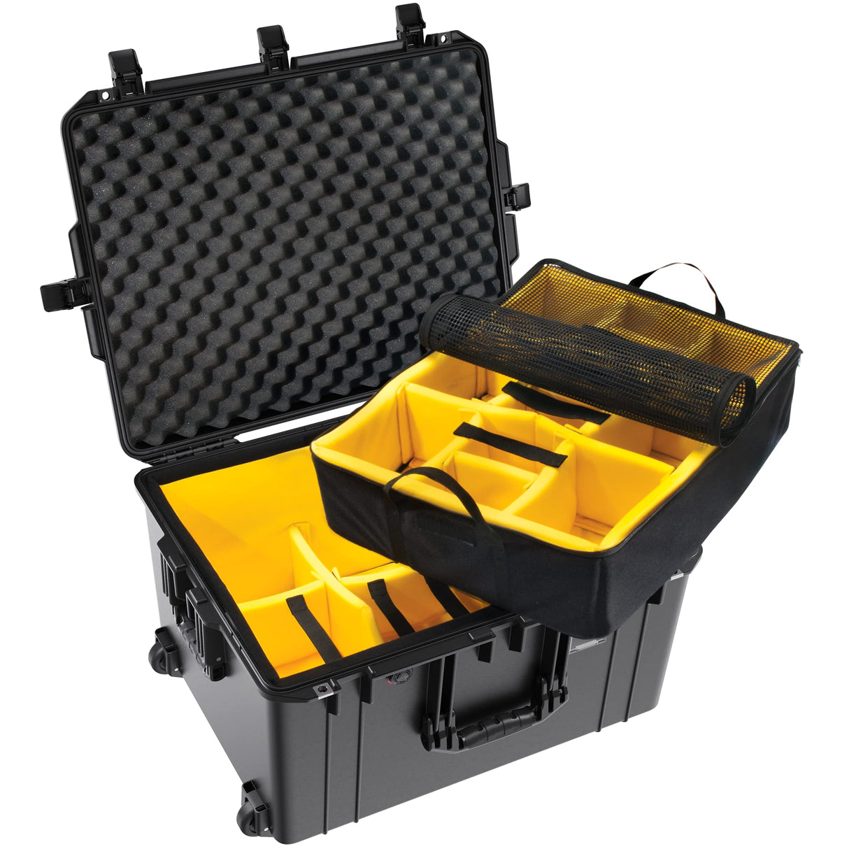 Peli 1637 Air Trolley Ligera y estanca para Drones, cuadrirotores, Flashes y focos de Estudio y Otros Equipos frágiles, 89L de Capacidad, Fabricada en EE.UU., con divisores Acolchados, Color Negro