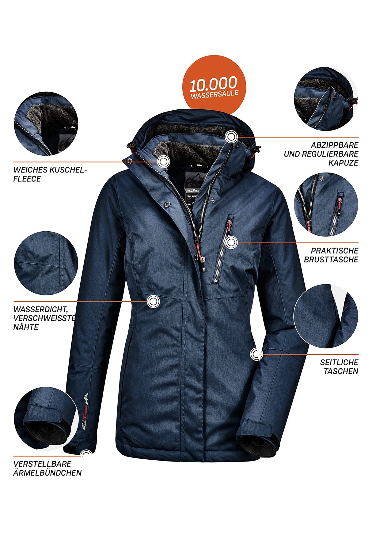 Killtec Nira Chaqueta funcional para mujer con capucha desmontable