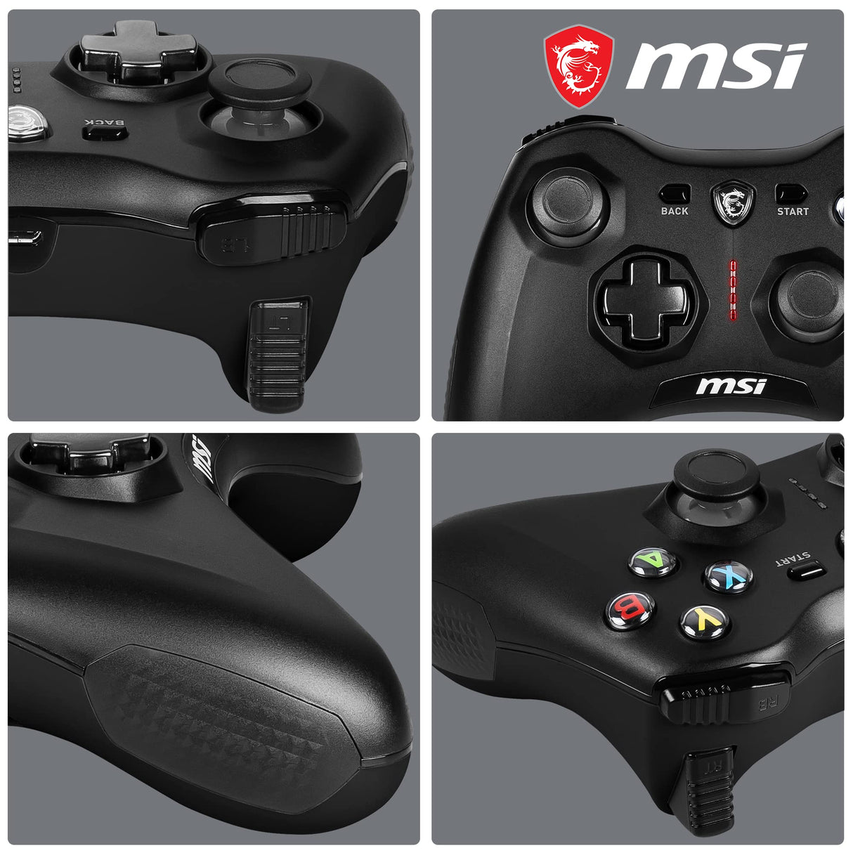 MSI FORCE GC30 V2 Controlador Gamepad Inalámbrico para PC - 2.4 GHz, Batería 600mAh Li-ion, Cubiertas D-Pad Intercambiables, 2 Motores de Vibración, USB 2.0 - Con Cable/Inalámbrico